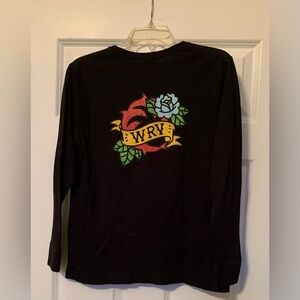Surfer Skater WRV Youth L Black Long Sleeve TShirt Dolphins Flower
